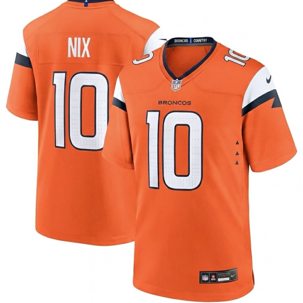 Men's Denver Broncos #10 Bo Nix Nike
Orange Player Game Jersey